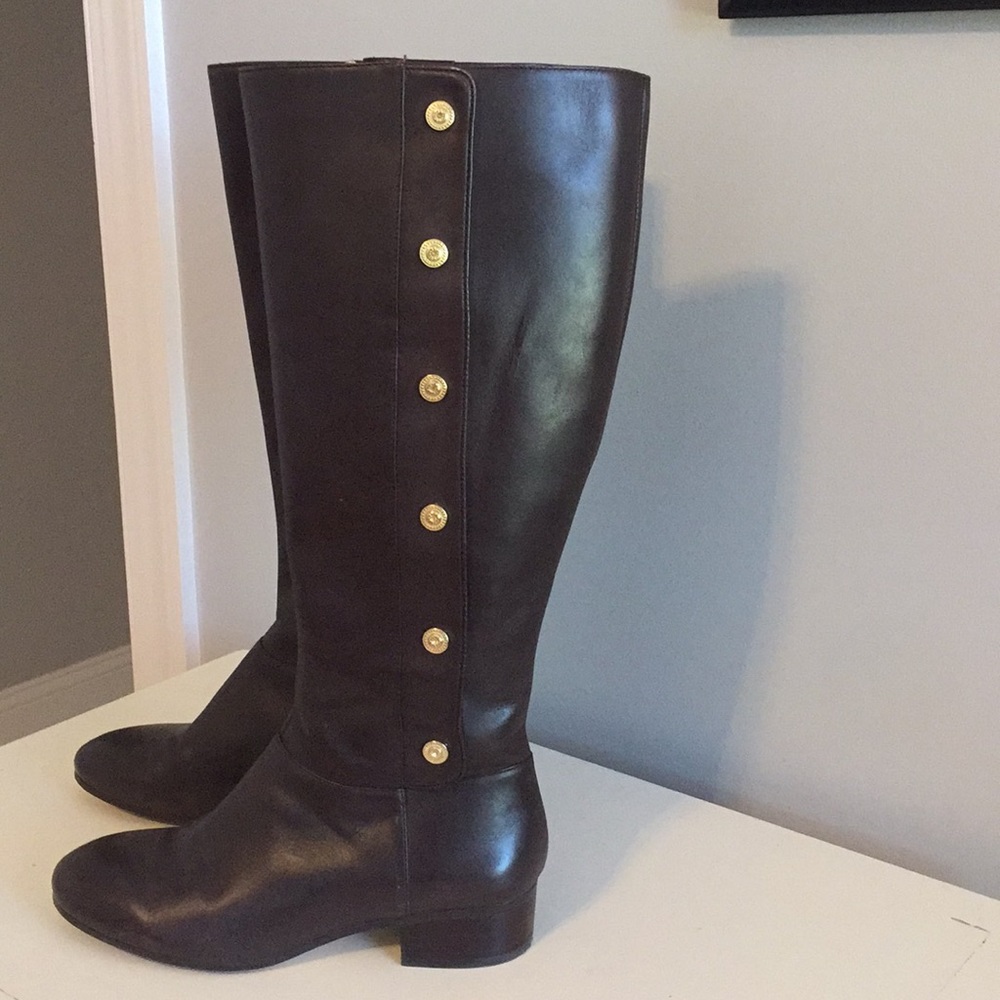 Brown leather boots